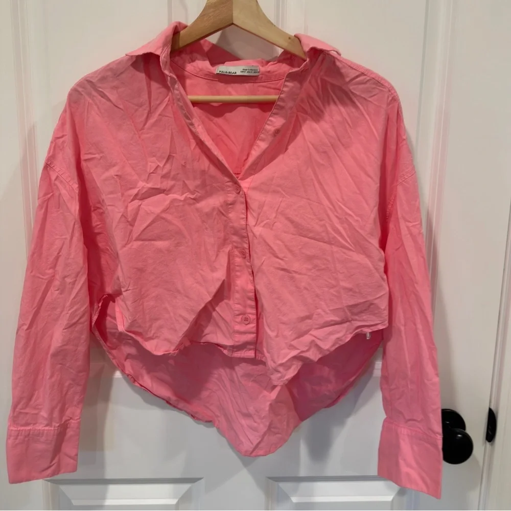 Pull&Bear Crop Button Down Shirts - Picture 1 of 2